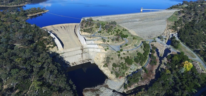 Googong Dam from the air 2017