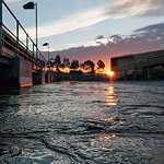 Sunset over the water 