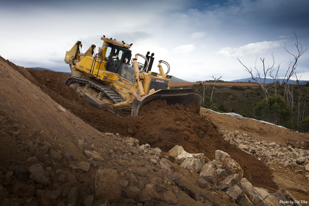 Moving earth right abutment