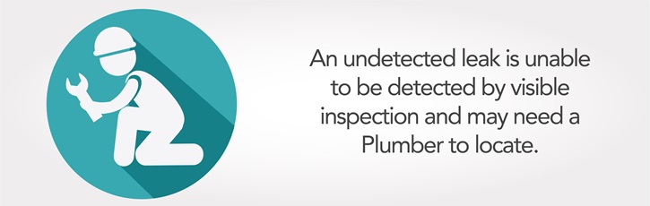 An undetected leak is unable to be detected by visible inspection and may need a Plumber to locate