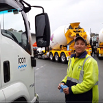 Image of icon water worker next to truck 