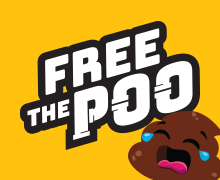 Free the poo logo on a yellow background 