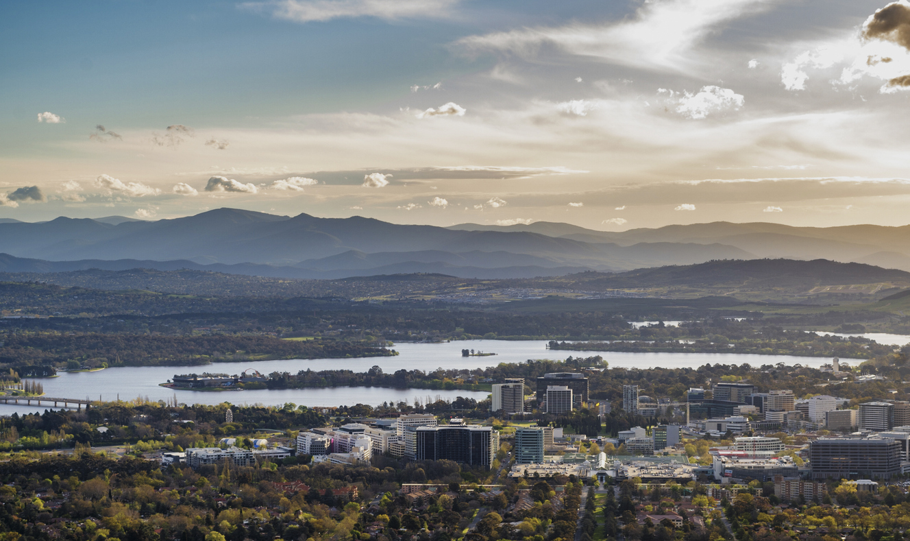 View across Canberra City from Mount Ainslie